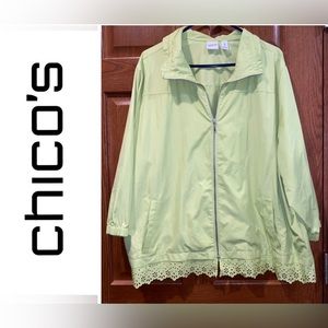 NWOT Chico’s Zenergy Size 4 Brooke Laser Cut Lightweight Jacket in Bright Lime